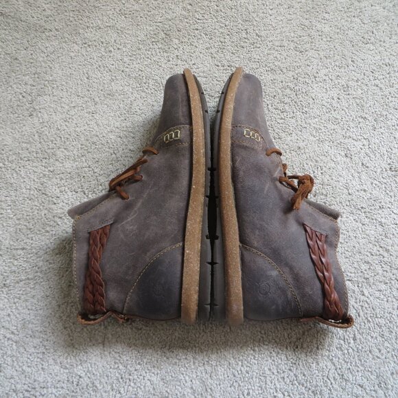 Born Womens Temple Ankle Boots Size 10 Dark Gray Distressed/Brown Leather F32517 - Picture 8 of 11